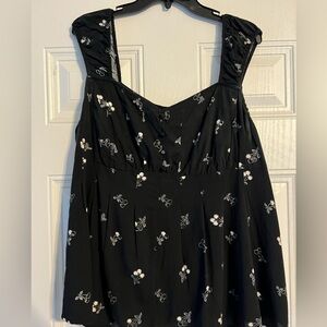 Torrid Black and White Floral Blouse